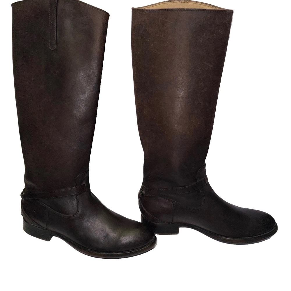 Frye Lindsay Plate tall riding boots 6.5B Dark Brown Leather Riding Equestrian